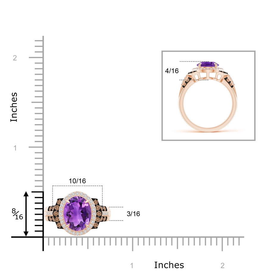 9x7mm AAA Vintage Style Amethyst Halo Cocktail Ring in Rose Gold Product Image