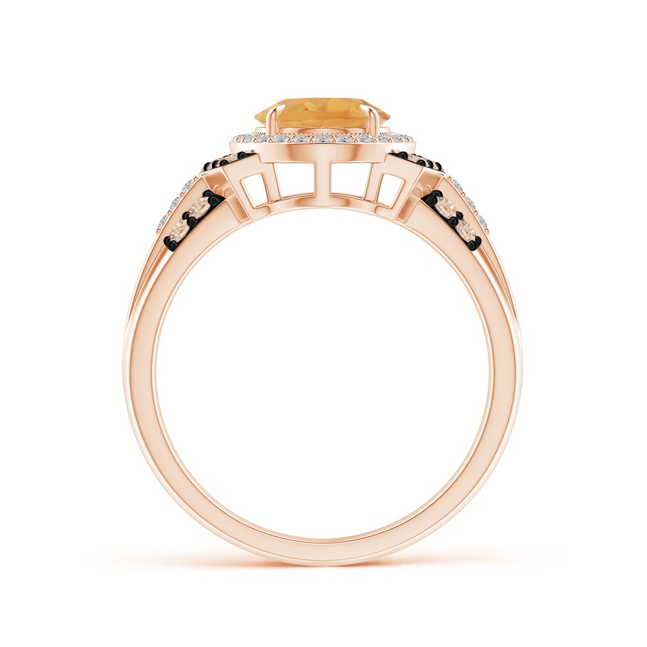 9x7mm A Vintage Style Citrine Halo Cocktail Ring in 9K Rose Gold product image