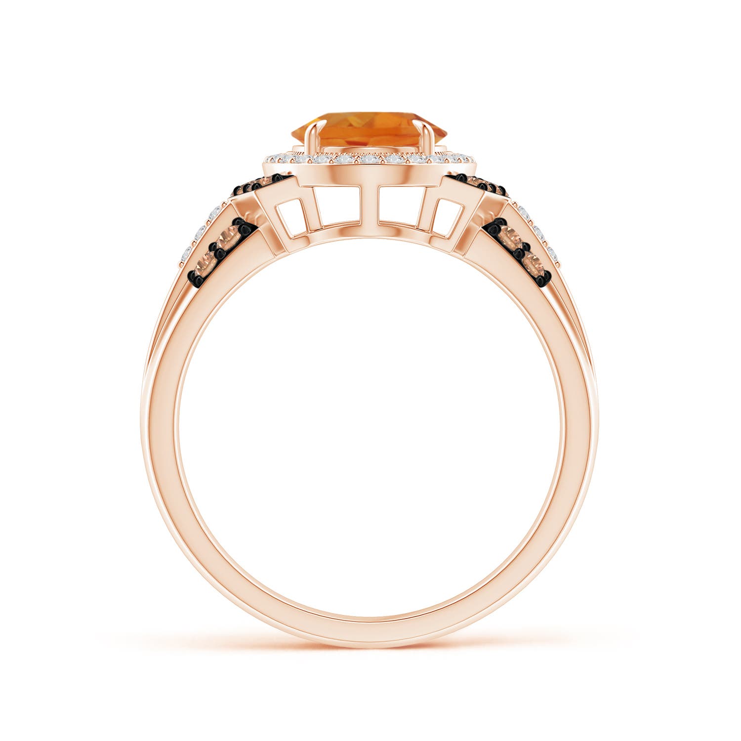 9x7mm AAA Vintage Style Citrine Halo Cocktail Ring in Rose Gold