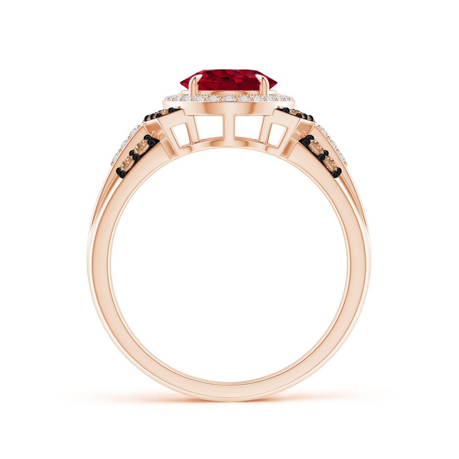 9x7mm AAA Vintage Style Garnet Halo Cocktail Ring in Rose Gold product image