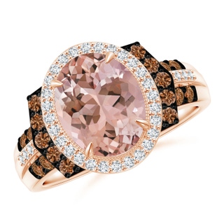 10x8mm AAAA Vintage Style Morganite Halo Cocktail Ring in Rose Gold