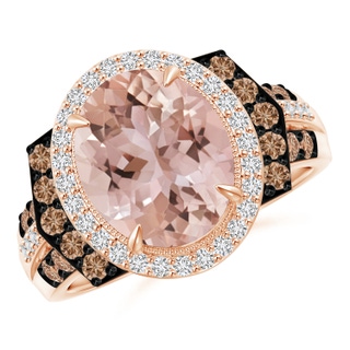 11x9mm AAA Vintage Style Morganite Halo Cocktail Ring in Rose Gold