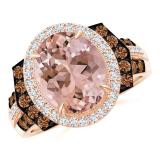 11x9mm AAAA Vintage Style Morganite Halo Cocktail Ring in 9K Rose Gold