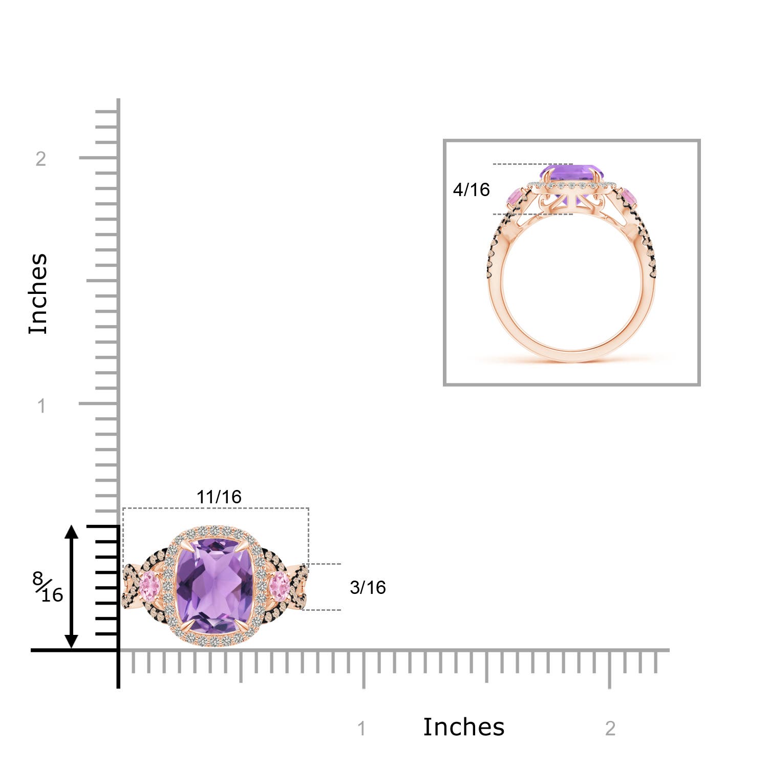 A - Amethyst / 3.39 CT / 14 KT Rose Gold