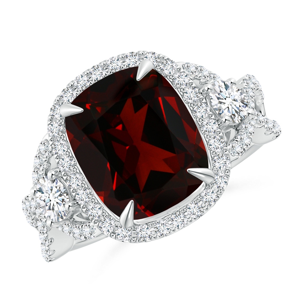 10.78x8.97x5.43mm AAAA GIA Certified Garnet Crossover Ring with Halo in White Gold