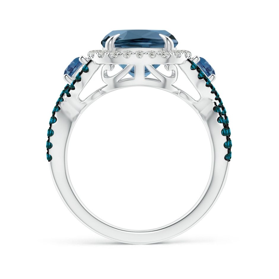 11x9mm A Cushion London Blue Topaz Crossover Ring with Diamond Halo in White Gold product image
