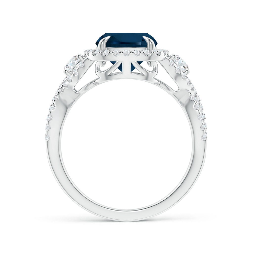 10.19x8.12x5.91mm AAAA GIA Certified London Blue Topaz Crossover Ring with Halo in White Gold - side 199
