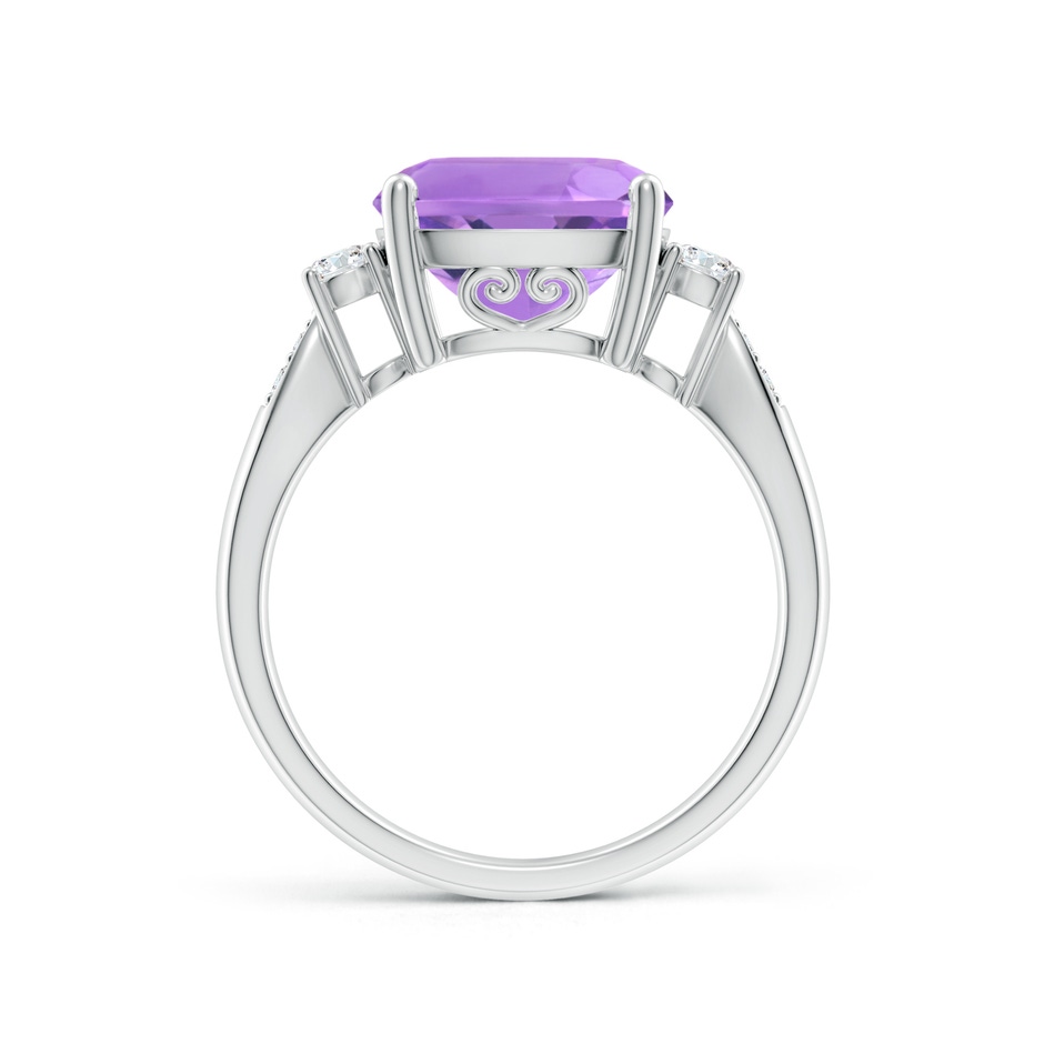 10mm A Cushion Amethyst Solitaire Ring with Diamond Accents in White Gold side-1
