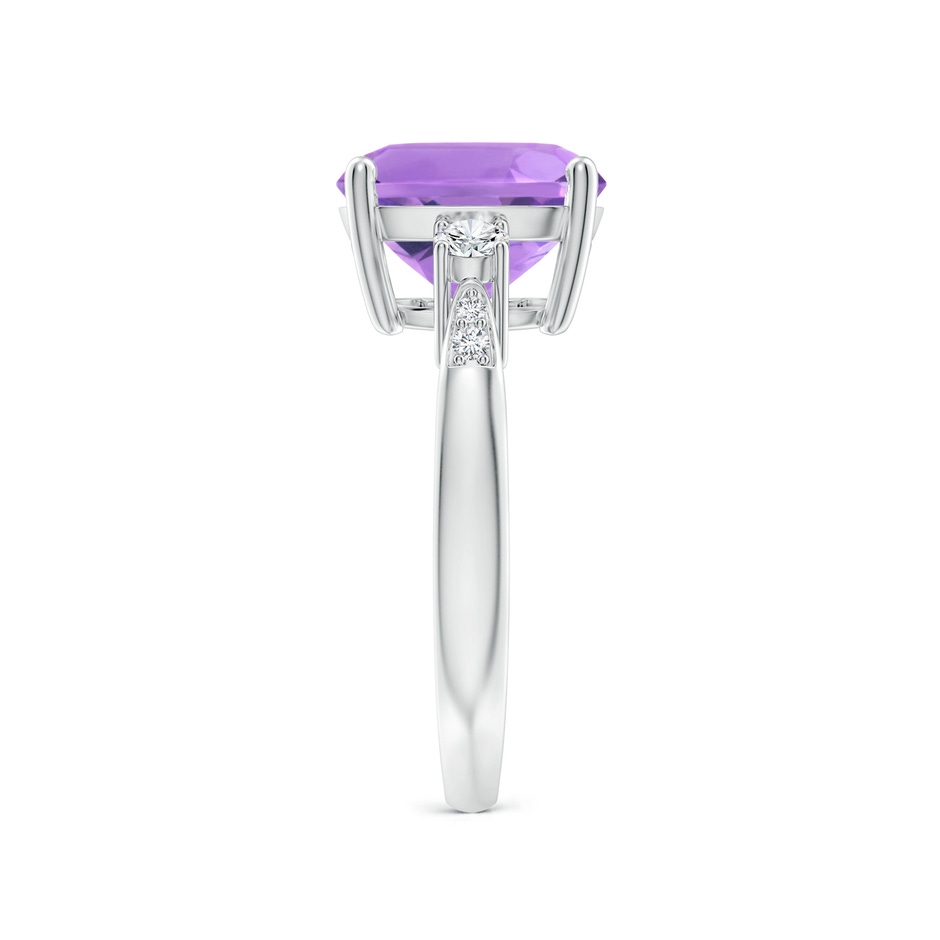 10mm A Cushion Amethyst Solitaire Ring with Diamond Accents in White Gold side-2