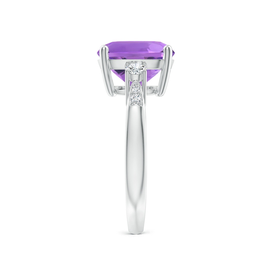 10mm AA Cushion Amethyst Solitaire Ring with Diamond Accents in White Gold side-2