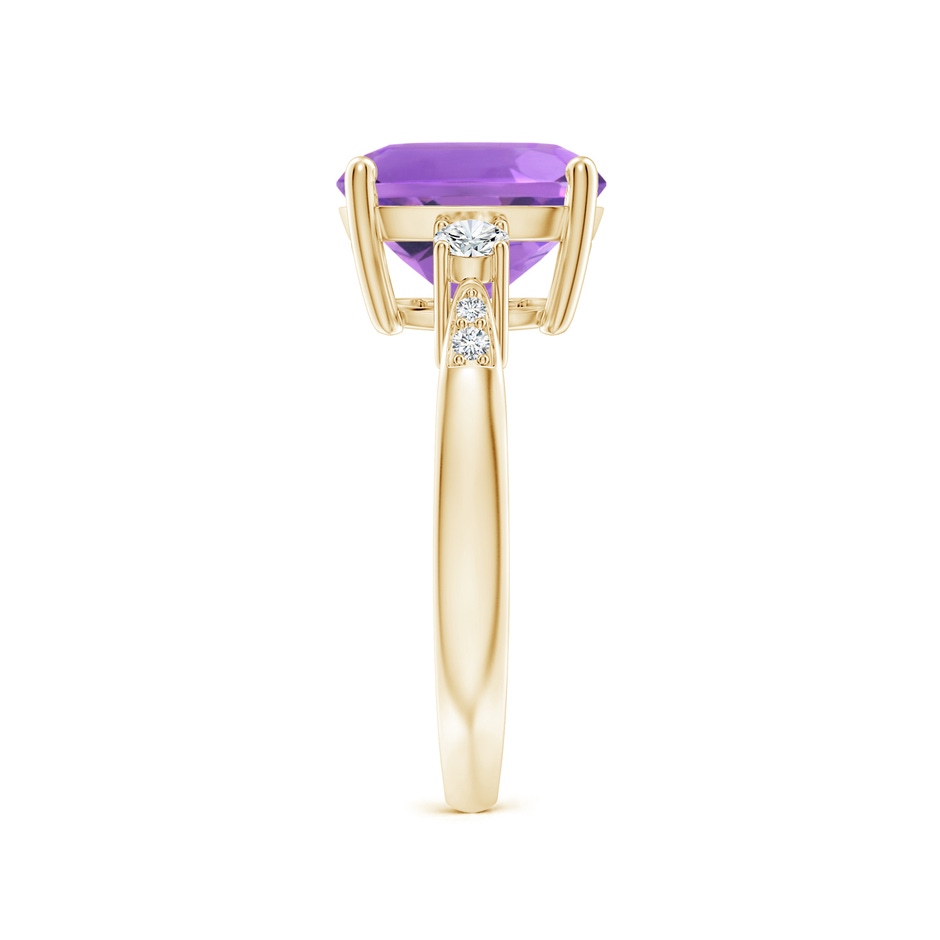 10mm AA Cushion Amethyst Solitaire Ring with Diamond Accents in Yellow Gold side-2