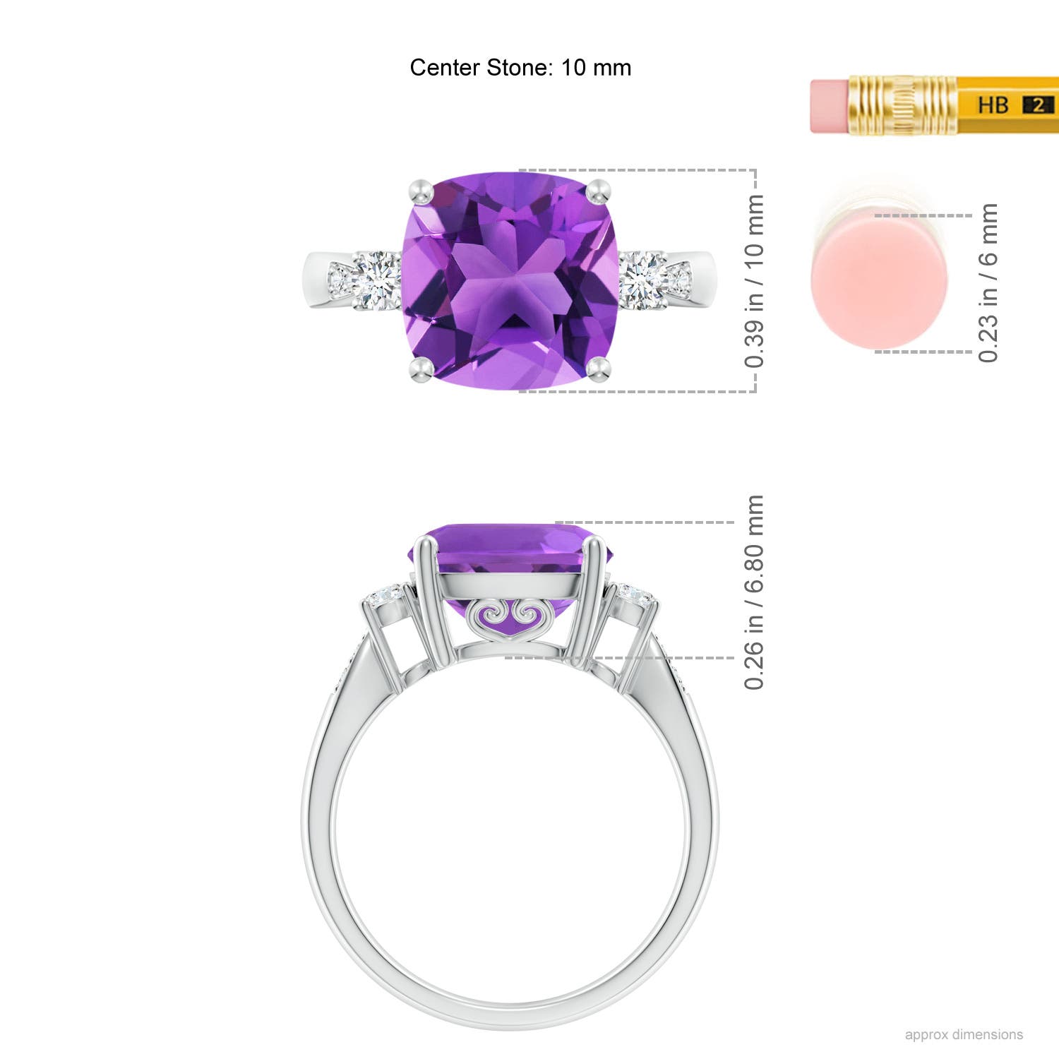 AAA - Amethyst / 3.85 CT / 14 KT White Gold