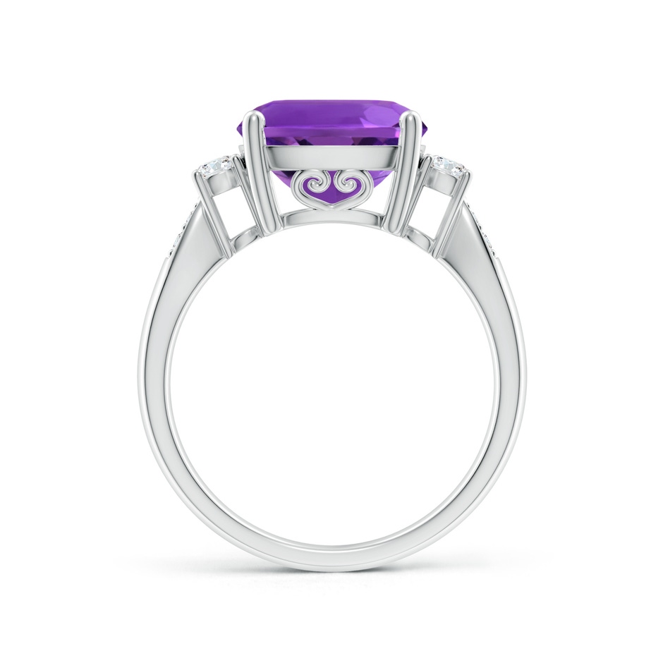 10mm AAAA Cushion Amethyst Solitaire Ring with Diamond Accents in White Gold side-1