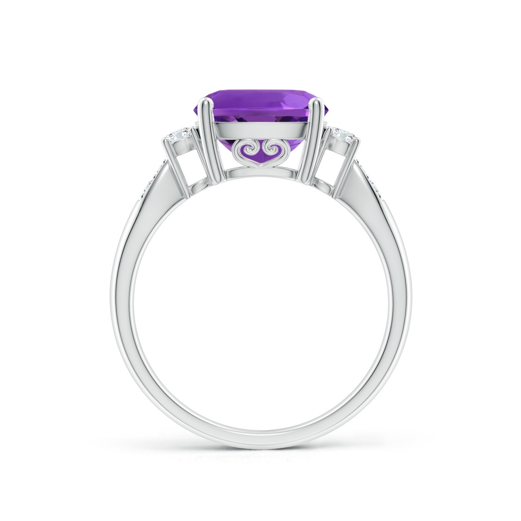 9mm AAAA Cushion Amethyst Solitaire Ring with Diamond Accents in 10K White Gold - side_1