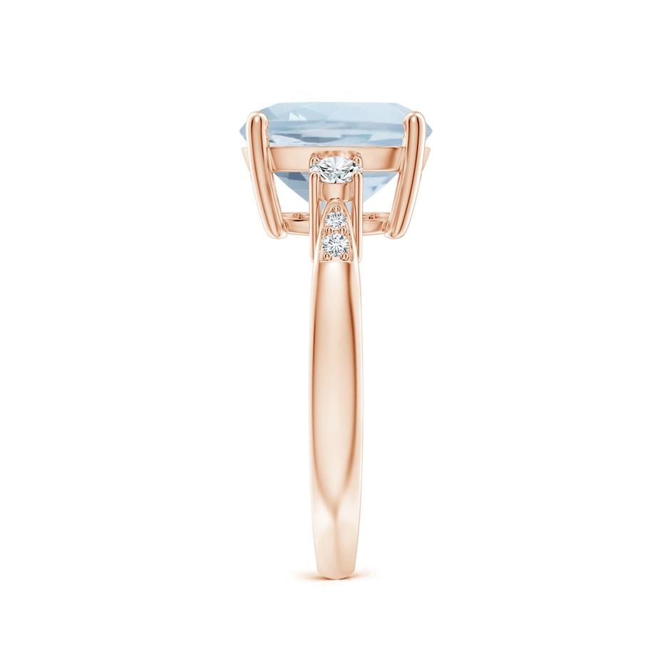 10mm A Cushion Aquamarine Solitaire Ring with Diamond Accents in Rose Gold side-2