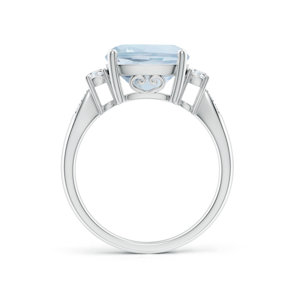10mm A Cushion Aquamarine Solitaire Ring with Diamond Accents in White Gold side-1