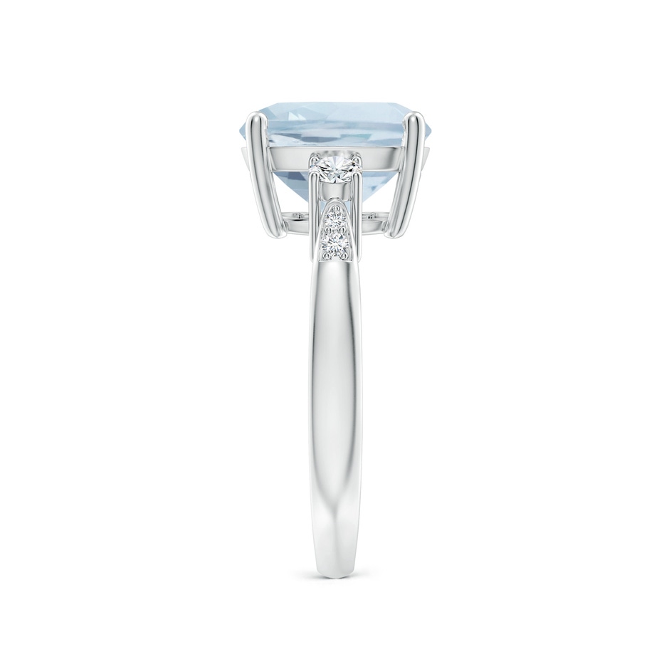 10mm A Cushion Aquamarine Solitaire Ring with Diamond Accents in White Gold side-2