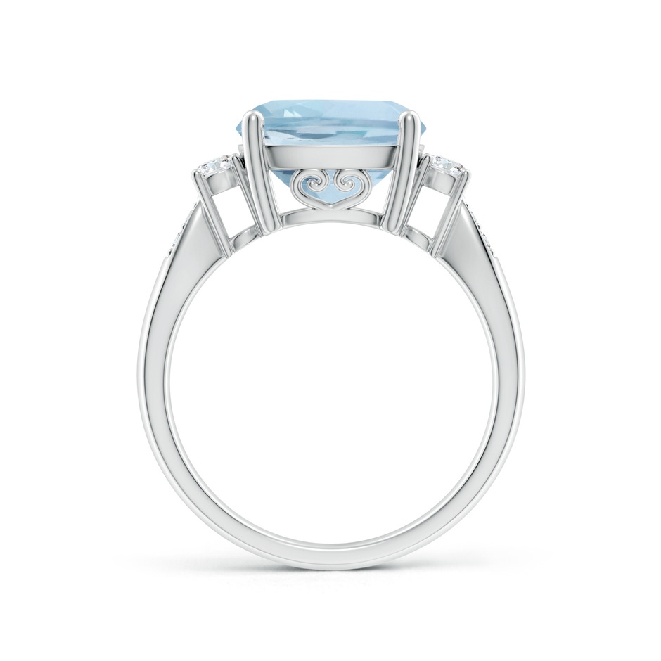 10mm AA Cushion Aquamarine Solitaire Ring with Diamond Accents in 10K White Gold side-1