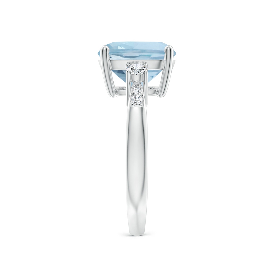 10mm AA Cushion Aquamarine Solitaire Ring with Diamond Accents in 10K White Gold side-2