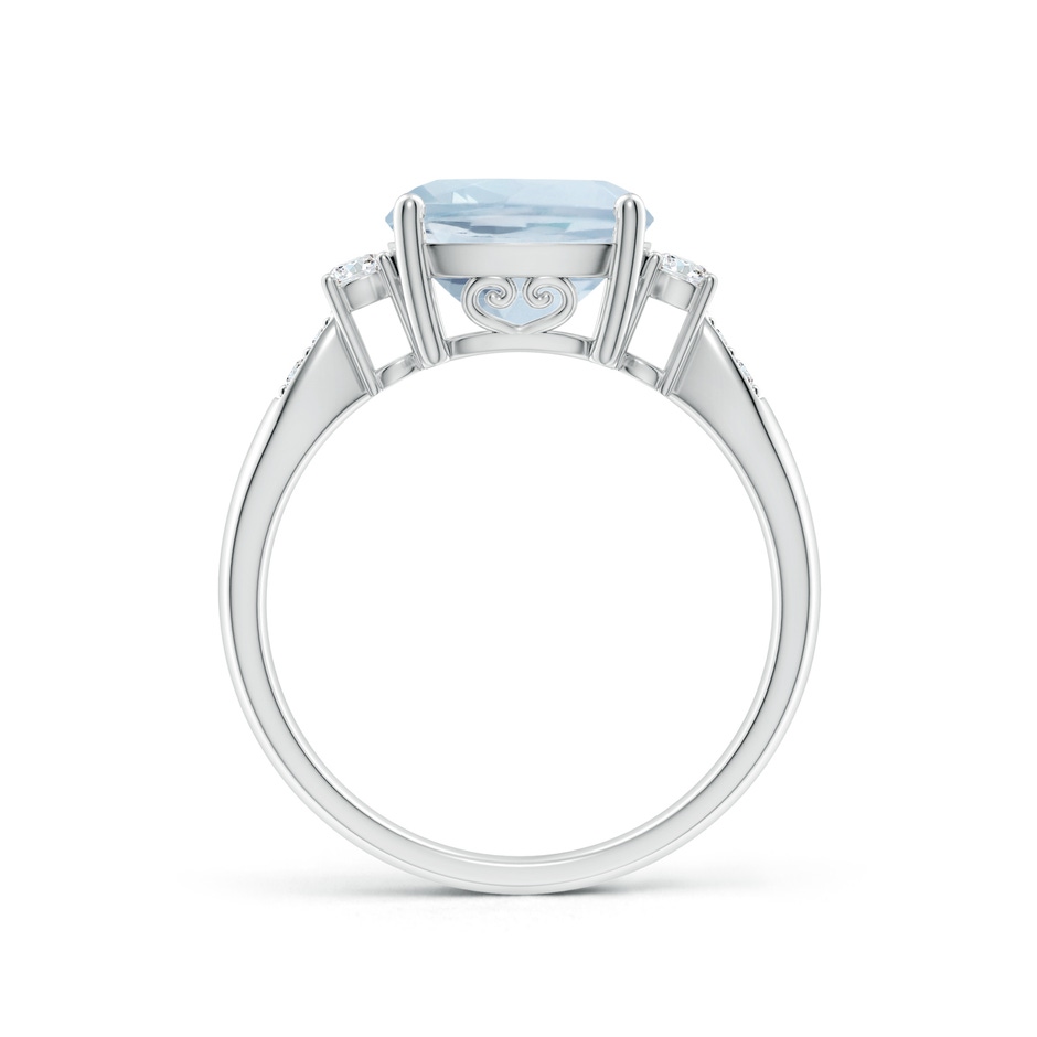 9mm A Cushion Aquamarine Solitaire Ring with Diamond Accents in 10K White Gold side-1