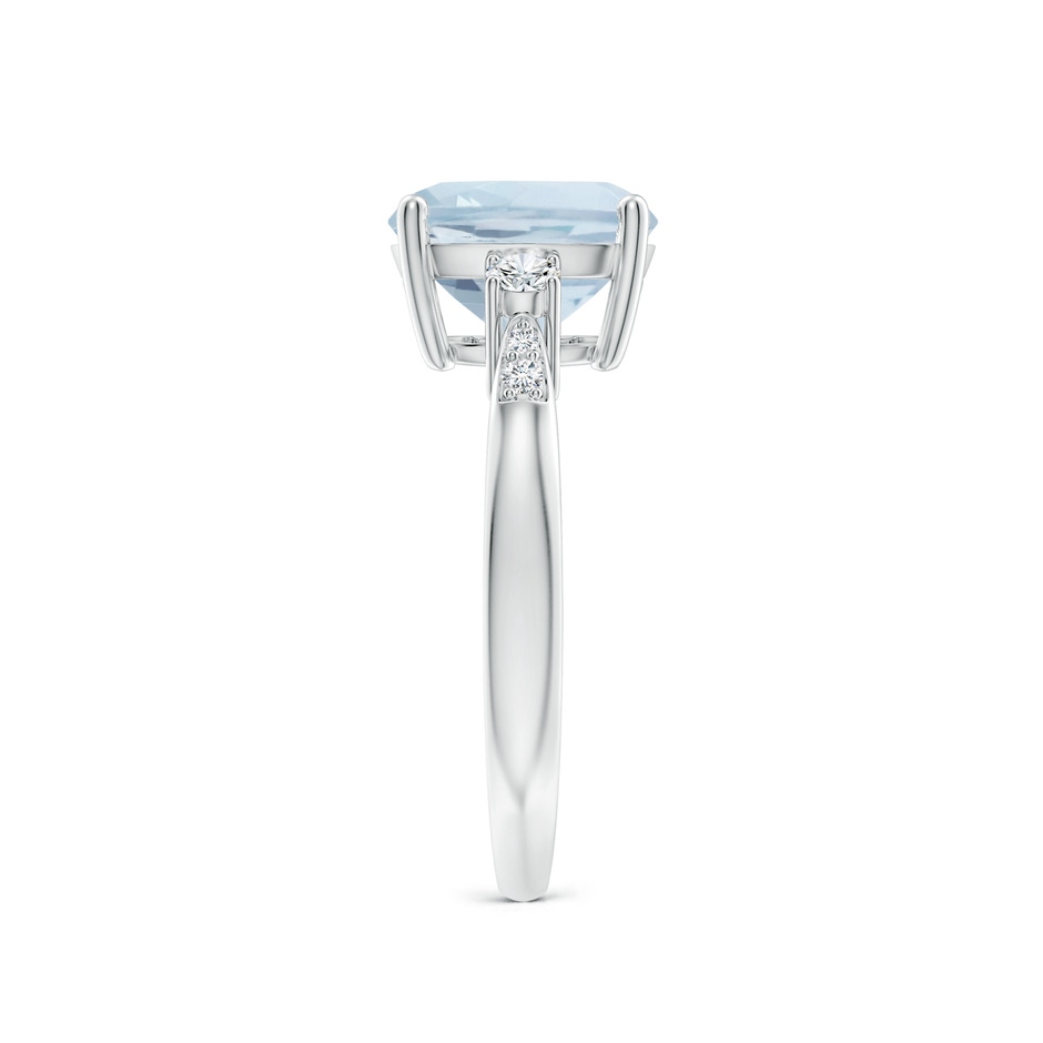 9mm A Cushion Aquamarine Solitaire Ring with Diamond Accents in 10K White Gold side-2