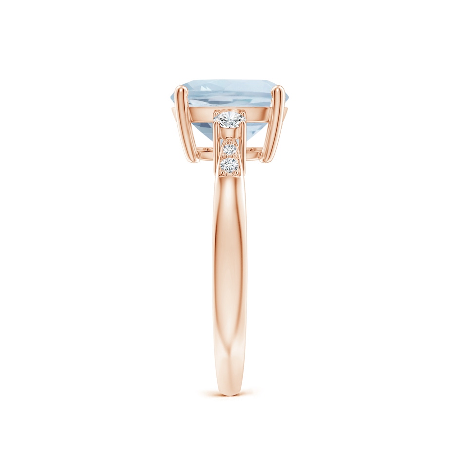 9mm A Cushion Aquamarine Solitaire Ring with Diamond Accents in Rose Gold side-2