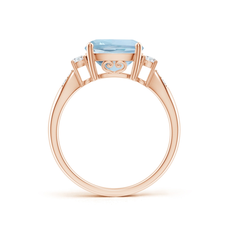 9mm AA Cushion Aquamarine Solitaire Ring with Diamond Accents in Rose Gold side-1