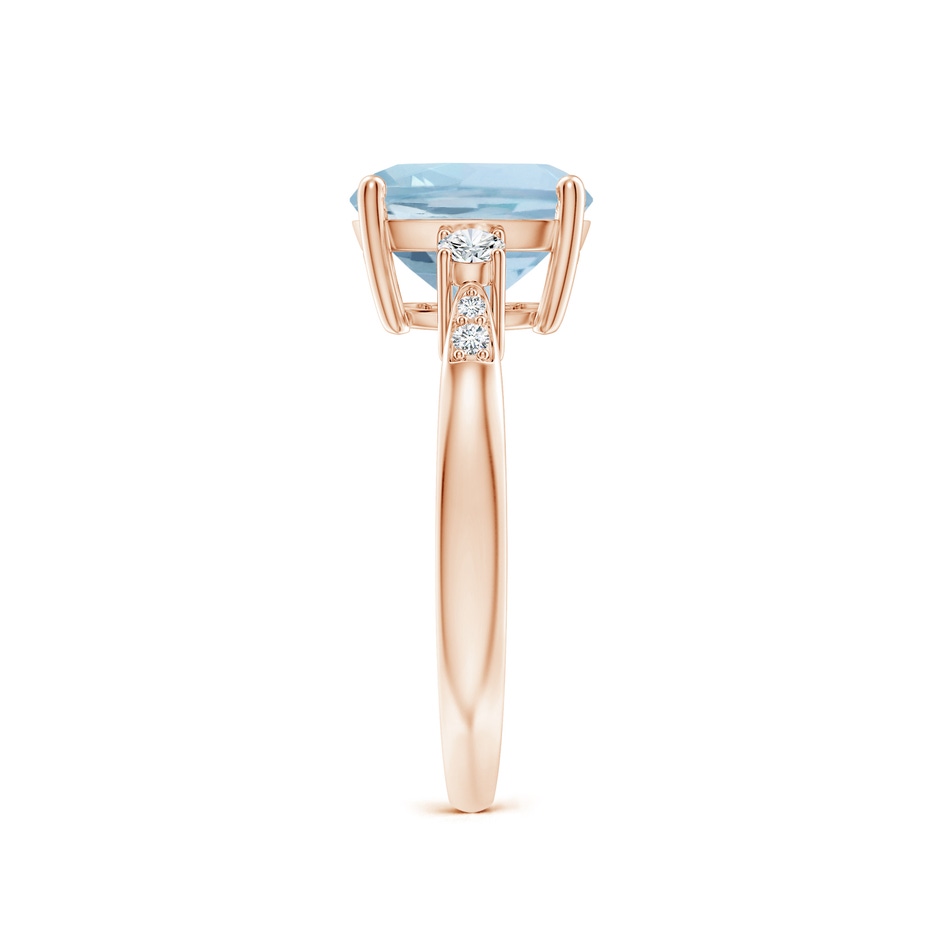 9mm AA Cushion Aquamarine Solitaire Ring with Diamond Accents in Rose Gold side-2