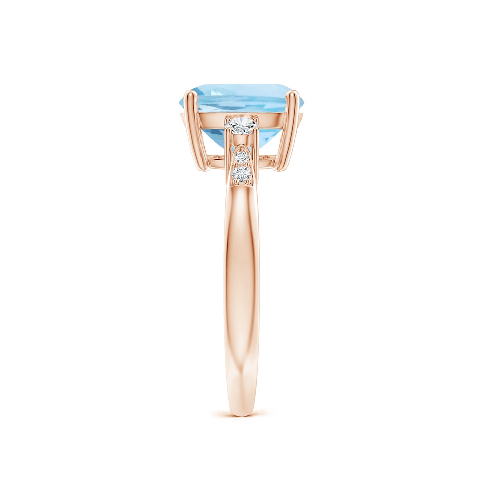 9mm AAA Cushion Aquamarine Solitaire Ring with Diamond Accents in Rose Gold side-2