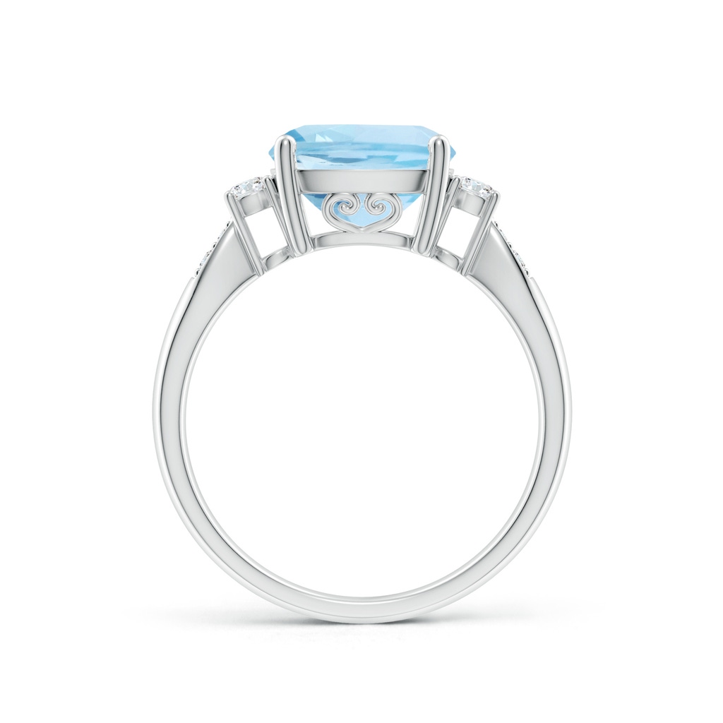 9mm AAA Cushion Aquamarine Solitaire Ring with Diamond Accents in White Gold - side_1