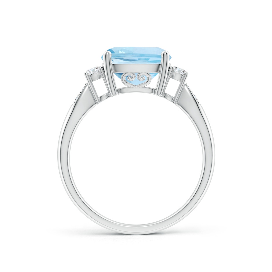 9mm AAA Cushion Aquamarine Solitaire Ring with Diamond Accents in White Gold side-1