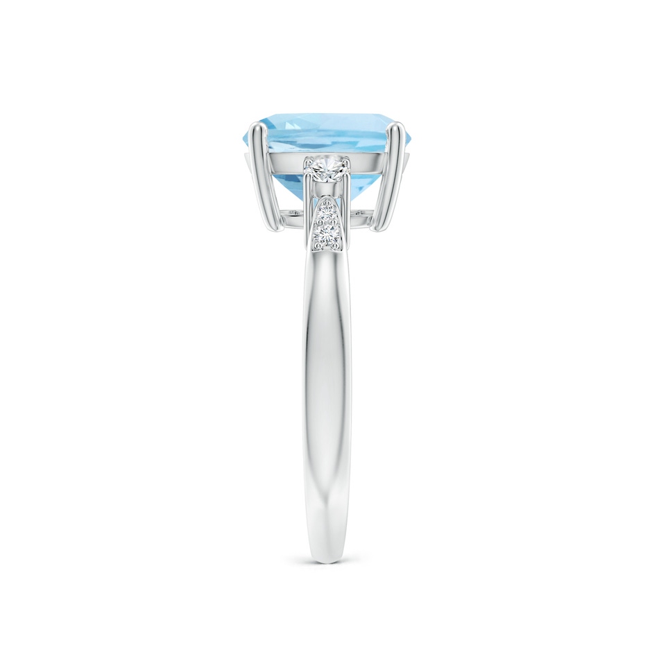 9mm AAA Cushion Aquamarine Solitaire Ring with Diamond Accents in White Gold side-2