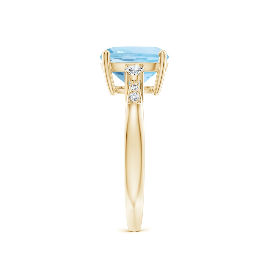 9mm AAA Cushion Aquamarine Solitaire Ring with Diamond Accents in Yellow Gold side-2
