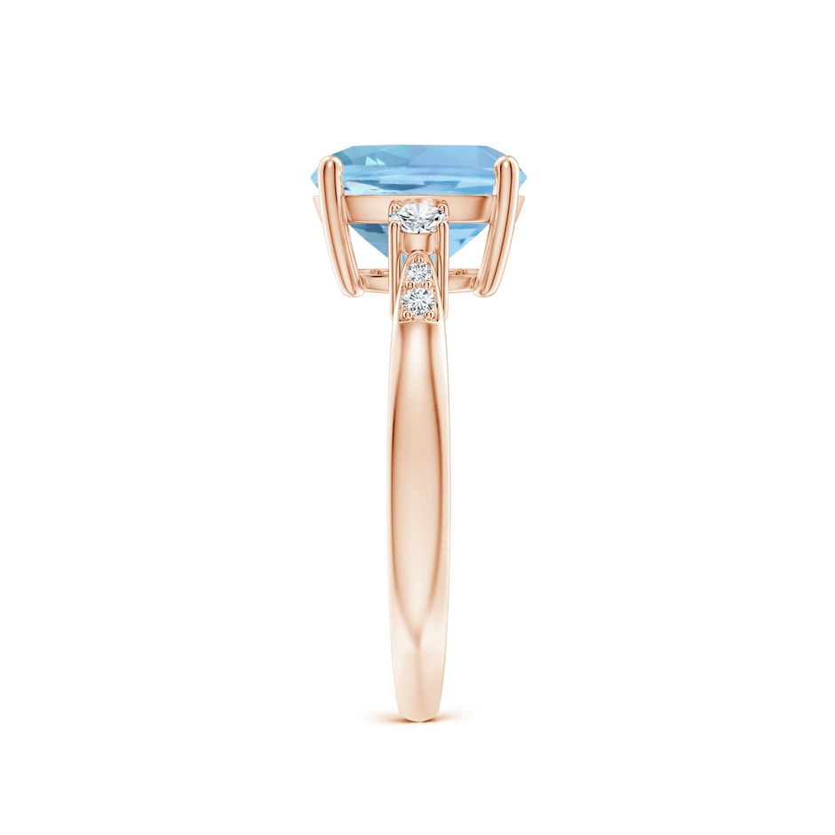 9mm AAAA Cushion Aquamarine Solitaire Ring with Diamond Accents in Rose Gold side-2