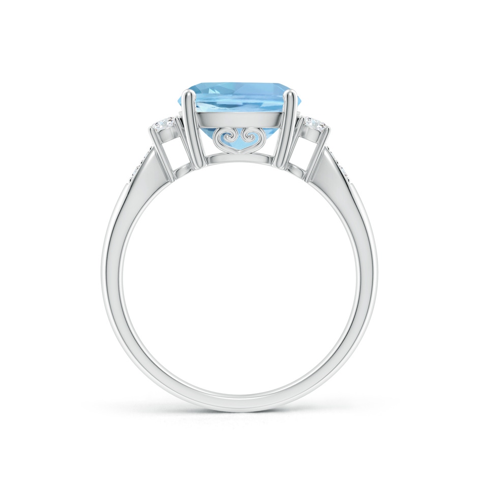 9mm AAAA Cushion Aquamarine Solitaire Ring with Diamond Accents in White Gold side-1
