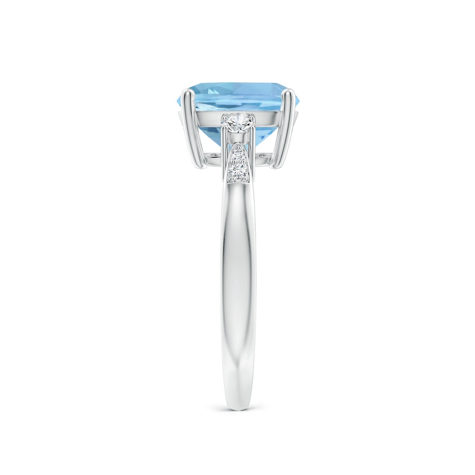 9mm AAAA Cushion Aquamarine Solitaire Ring with Diamond Accents in White Gold side-2