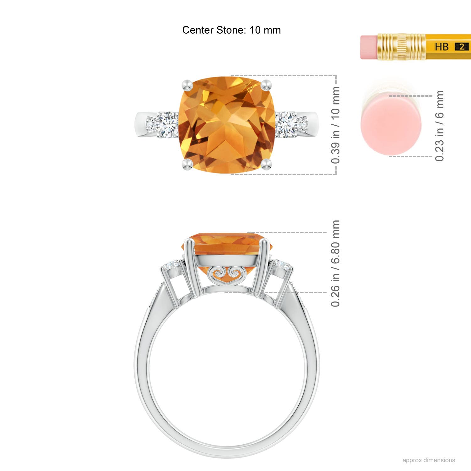 AA - Citrine / 3.65 CT / 14 KT White Gold