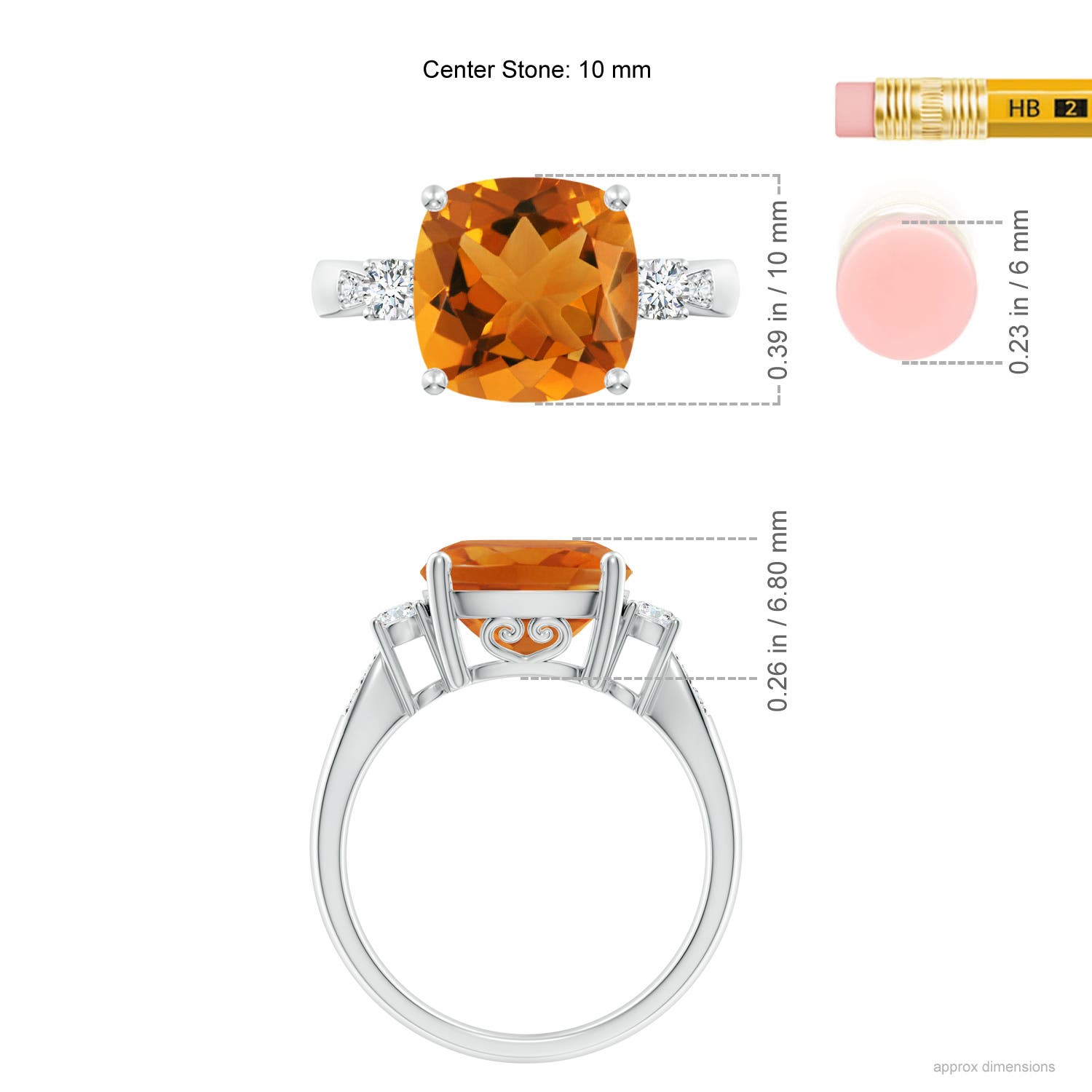 AAA - Citrine / 3.65 CT / 14 KT White Gold