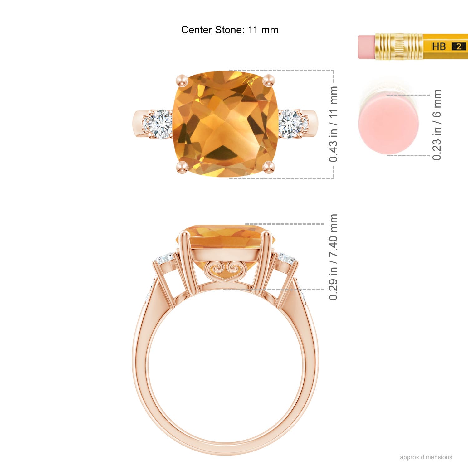 A - Citrine / 4.85 CT / 14 KT Rose Gold