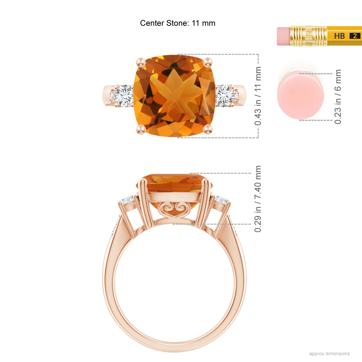 AAA - Citrine / 4.85 CT / 14 KT Rose Gold