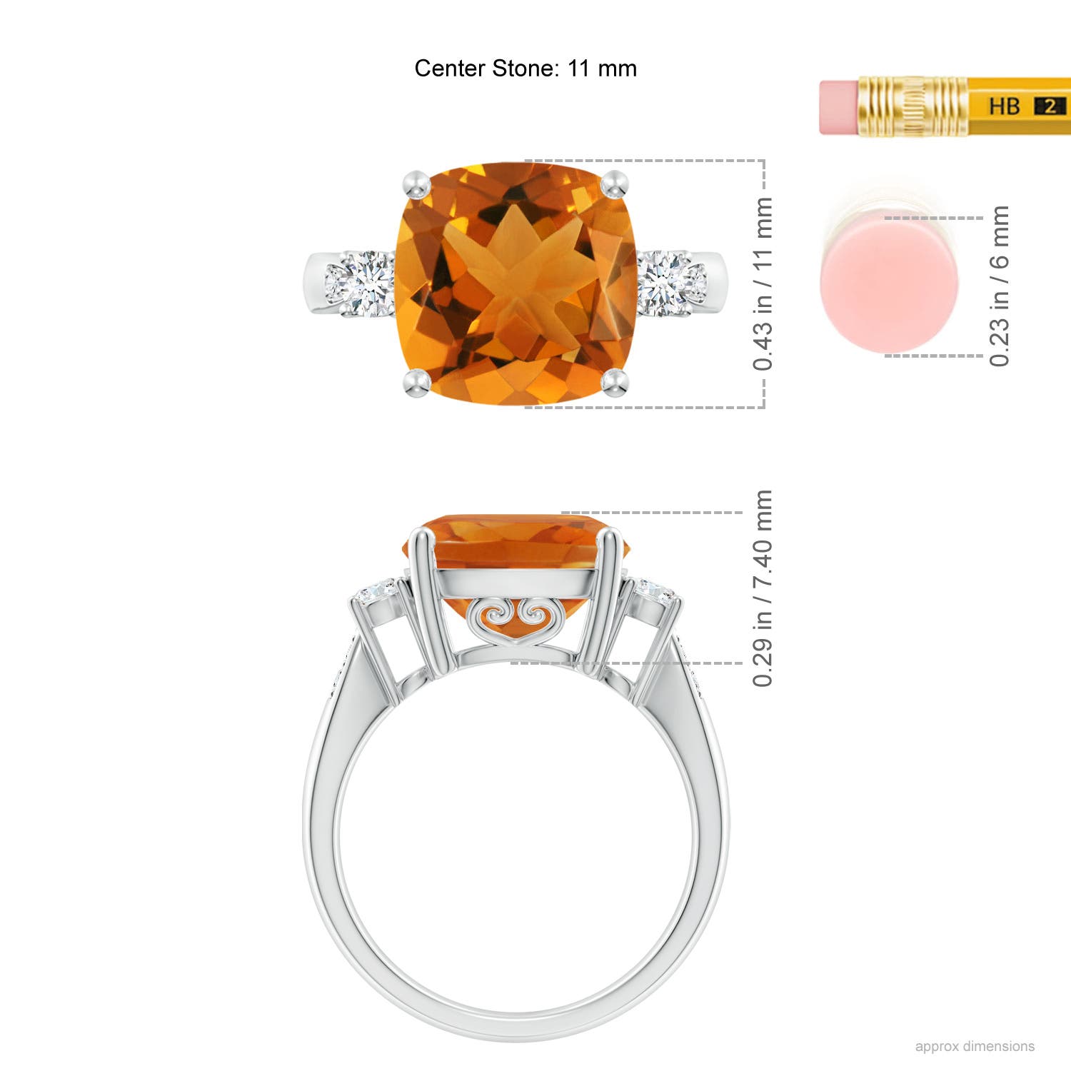 AAA - Citrine / 4.85 CT / 14 KT White Gold