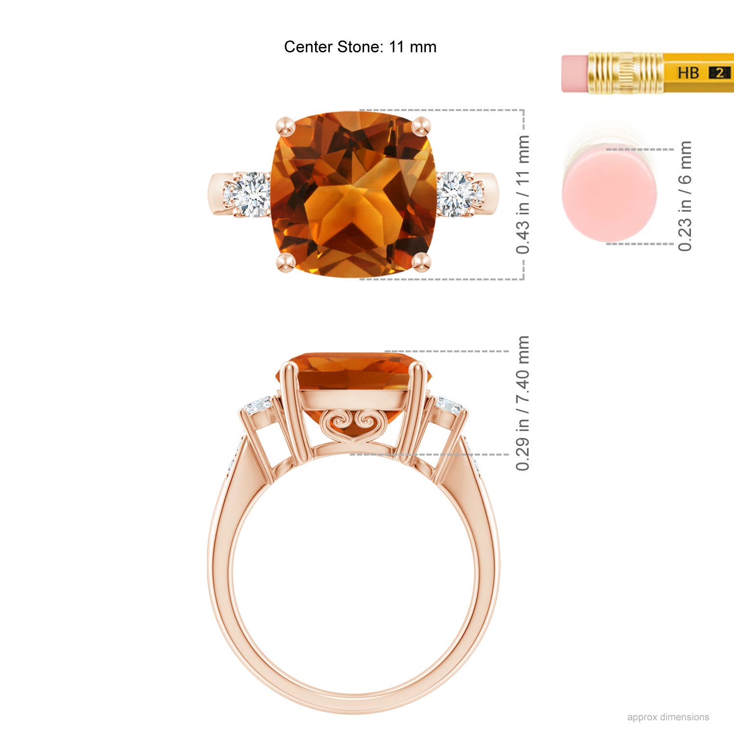 AAAA - Citrine / 4.85 CT / 14 KT Rose Gold