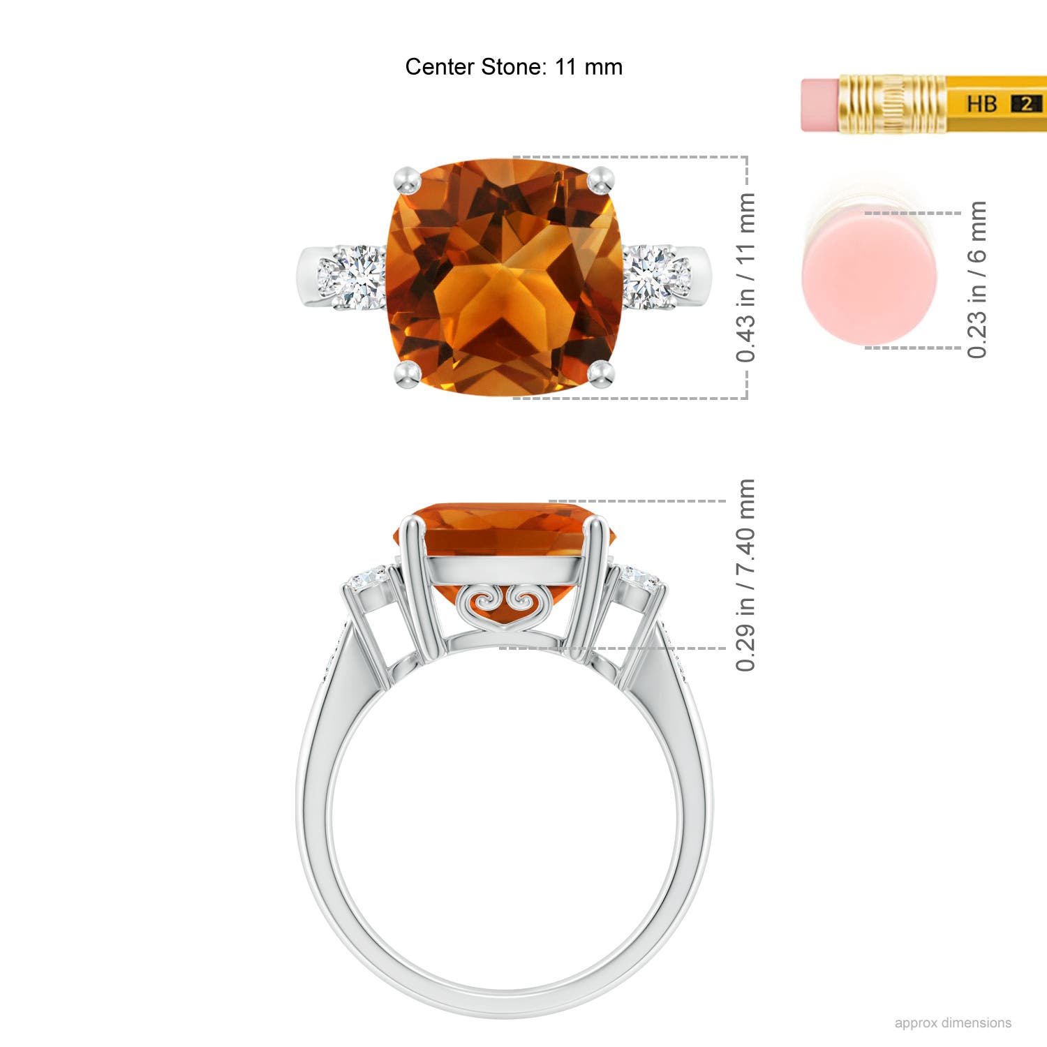 AAAA - Citrine / 4.85 CT / 14 KT White Gold