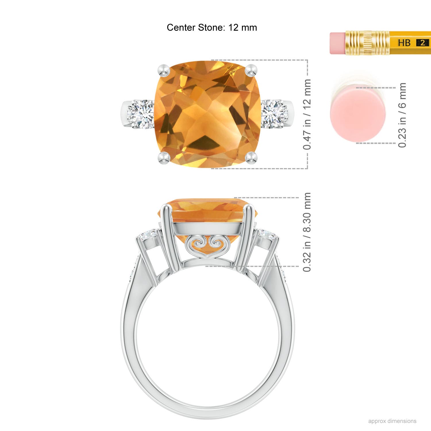 A - Citrine / 6.3 CT / 14 KT White Gold