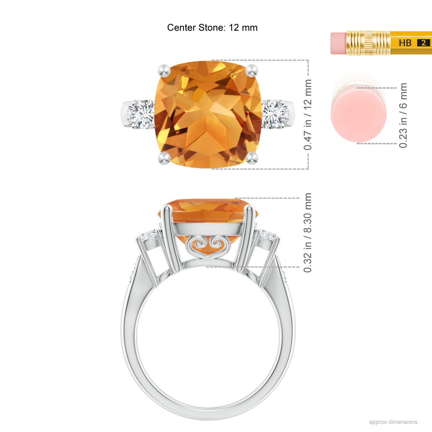 AA - Citrine / 6.3 CT / 14 KT White Gold