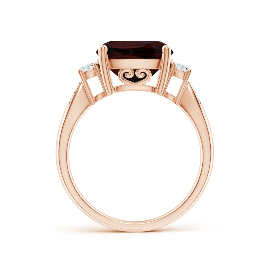 10mm A Cushion Garnet Solitaire Ring with Diamond Accents in Rose Gold side-1