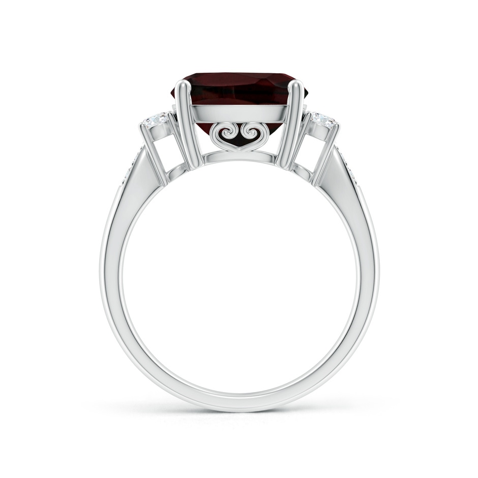10mm A Cushion Garnet Solitaire Ring with Diamond Accents in White Gold side-1