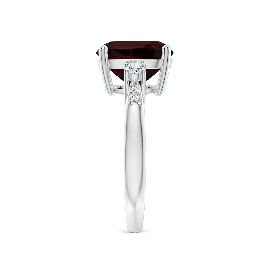 10mm A Cushion Garnet Solitaire Ring with Diamond Accents in White Gold side-2