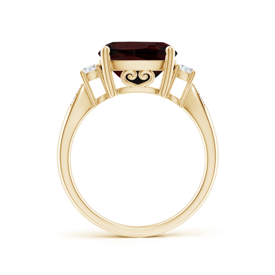10mm A Cushion Garnet Solitaire Ring with Diamond Accents in Yellow Gold side-1