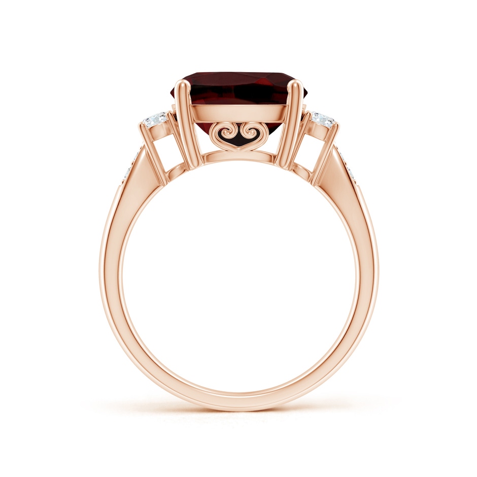 10mm AAA Cushion Garnet Solitaire Ring with Diamond Accents in Rose Gold side-1